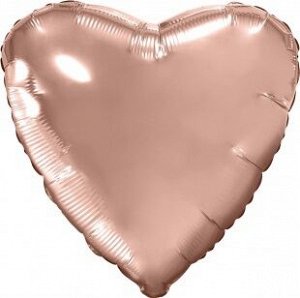 1204-1160 Шар-сердце   9"/23 см, фольга, золото розовое (FM)