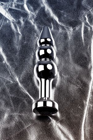 Анальная втулка Metal by TOYFA, металл, серебряная, с чёрным кристаллом, 11 см, ? 3 см, 95 г