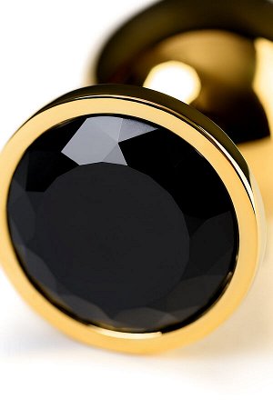 Анальная втулка Metal by TOYFA, металл, золотая, с чёрным кристаллом, 9,5 см, ? 4 см, 145 г