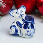 Сувенир «Удачливый Мышонок», 6х5х3,5 см, гжель