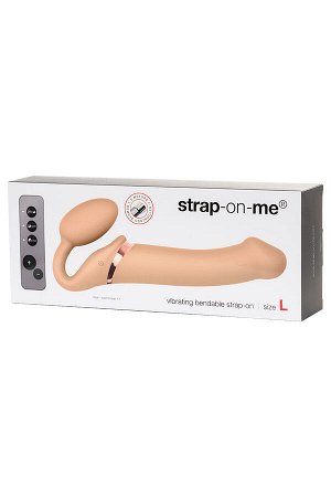 Безремневой нереалистичный страпон Strap-on-me с вибрацией, L, силикон, телесный, 25 см