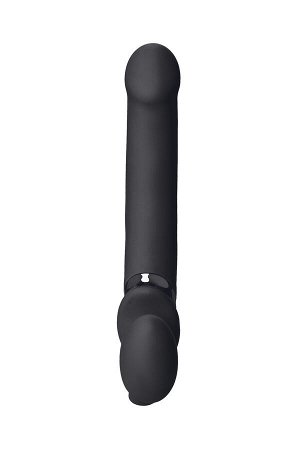 Безремневой нереалистичный страпон Strap-on-me с вибрацией, L, силикон, черный, 25 см