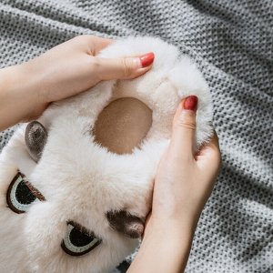 Теплые меховые тапочки с глазками и ушками, унисекс