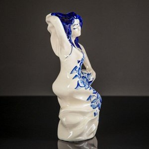 Ваза настольная "Виктория", роспись, бело-синяя, керамика, 35 см, микс