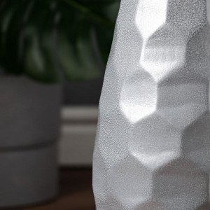 Ваза керамическая "Соты", напольная, антика, светло-серебристая, 40 см