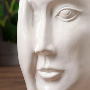 Ваза керамическая "Лицо", напольная, белая матовая, 42 см