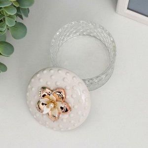 Шкатулка стекло, керамика "Золотой цветок" 6,5х8,5х8,5 см