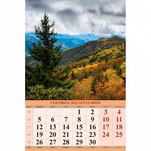 Календарь настенный моноблочный ,2022,Горный пейзаж,мелов,320х480...
