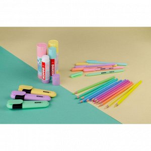 Клей-карандаш 20г Kores Pastel ассорти:розовый, желтый, фиолетовы...