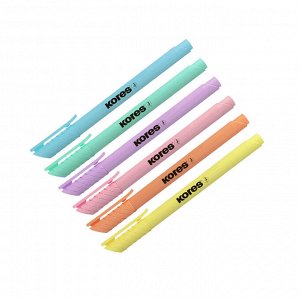 Набор тексовыделителей KORES HIGH LINER PASTEL 6цв 1-4 мм скош на...