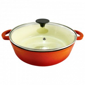Жаровня чугун эмаль 2,0л стеклянная крышка TM MY REAL IRON COOK