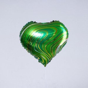 Шар фольгированный 18" «Мрамор», сердце, цвет салатовый