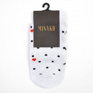 Носки женские MINAKU «Точки и сердечки», цвет белый, (25 см)