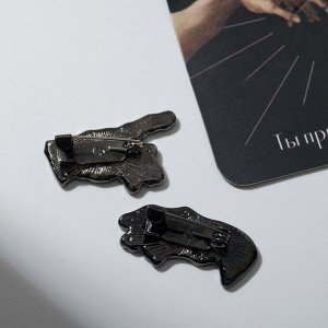 Набор брошей (2 шт.) "Руки", цвет бежевый в чёрном металле