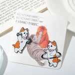Набор значков (2шт) &quot;Кот-спорстмен&quot;, цветные в черном металле