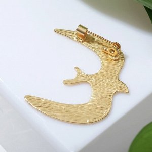Брошь "Птица-бумеранг", цвет матовое золото