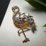 Брошь &quot;Фламинго&quot; сказочный, цвет белый в золоте