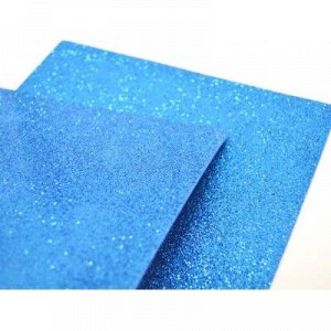 Фоамиран с глиттером А4 ярко-голубой насыщенный 1 лист