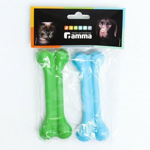 Набор игрушек для собак Gamma "Кость литая №3", каучук, 2 шт по 13 см, микс цветов