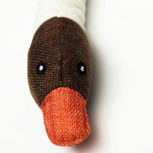 Игрушка текстильная "Утка" с пищалкой, 31 см, коричневая