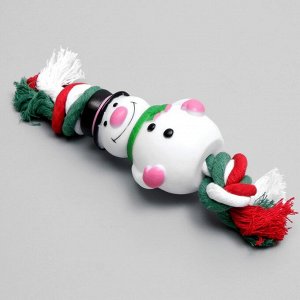 Игрушка для собак "Снеговик на канате" (канат 1,6 см), 25 х 8 х 7 см