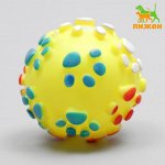 Игрушка пищащая &quot;Мяч Лапка&quot;для собак, 6,5 см, жёлтая