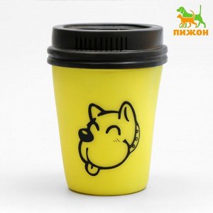 Игрушка пищащая "Кофе" для собак, 10 х 7 см, жёлтая