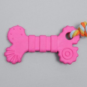 Игрушка жевательная с канатом "Кость с хвостом", розовая