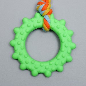 Игрушка жевательная с канатом "Кольцо с хвостом", зелёная