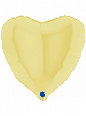 Фольга шар Сердце 18"/46 см пастель Matte Yellow Grabo
