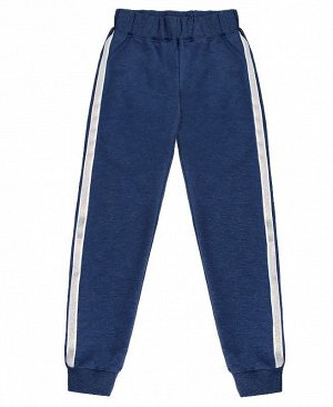 Спортивные брюки с лампасами для девочки,синий меланж 84452-ДШС20