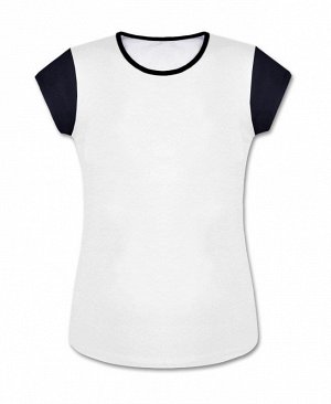 Спортивный комплект для девочки с белой футболкой с черными рукавами и черными леггинсами
