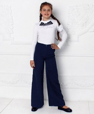 Школьные синие брюки клеш в полоску для девочки