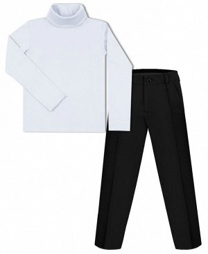 Школьный комплект для мальчика с белой водолазской и серыми брюками
