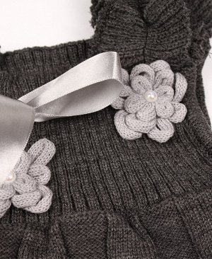 Серый вязанный комплект для девочек 13031-ПВШ19