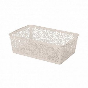 КОРЗИНКА ДЛЯ ХРАНЕНИЯ УНИВЕРСАЛЬНАЯ "FLORAL", 250Х150Х75 ММ (бежевый флэк)