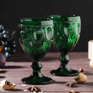 Набор бокалов стеклянных Magistro «Варьете», 320 мл, 8,5?16 см, 2 шт, цвет зелёный