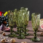 Набор бокалов из стекла для шампанского Magistro «Круиз», 160 мл, 7x20 см, 6 шт, цвет зелёный