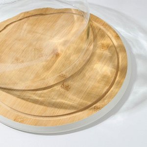 СИМА-ЛЕНД Блюдо для подачи с крышкой Heaven, d=30 см, бамбук, стекло, цвет МИКС