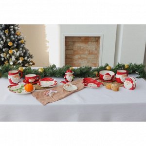 Чайная пара Доляна «Дедушка Мороз», 2 предмета: чашка 225 мл, блюдце, цвет красный