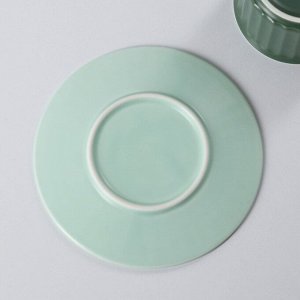 Чайная пара керамическая «Профитроль», чашка 200 мл, блюдце d=13,7 см, цвет зелёный/мятный