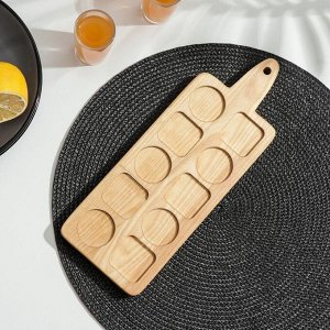 Доска - менажница деревянная для подачи шотов Adelica, на 5 рюмок, 30x13x1,8 см, берёза