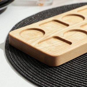 Доска - менажница деревянная для подачи шотов Adelica, на 5 рюмок, 30x13x1,8 см, берёза