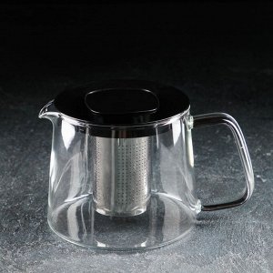 Чайник заварочный «Локи», с металлическим ситом, 1 л, цвет чёрный