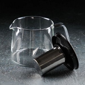 Чайник заварочный «Локи», с металлическим ситом, 1 л, цвет чёрный