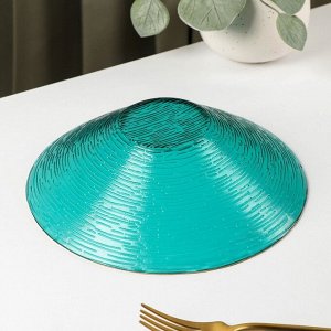 Салатник стеклянный «Фьюжн», 600 мл, d=20,5 см, цвет изумрудный