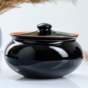 Набор посуды "Вятская керамика" 2,5л + 4х0,5л + ложка, черный