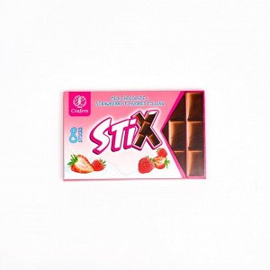 Шоколад молочный Stix молочная начинка со вкусом клубники пенал-шоубокс, 152 г