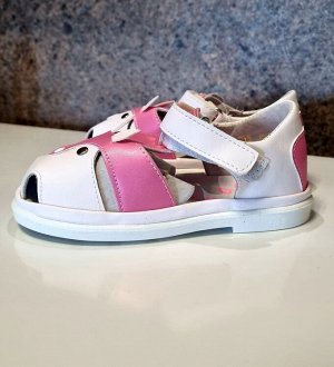 Туфли для девочки малодетские белый/розовый