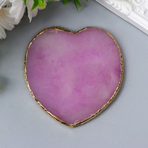 Подставка под кольца смола "Ярко-розовый камень" сердце 0,8х9,6х9,1 см